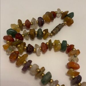 🟢Treasure Necklace With Multicolored Semi-Precious Chips Vintage